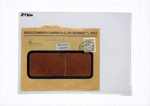 LATVIA Air Mail 1936 Cover Riga *Anglija* GB Window Envelope {samwells}ZT230 - Picture 7 of 10