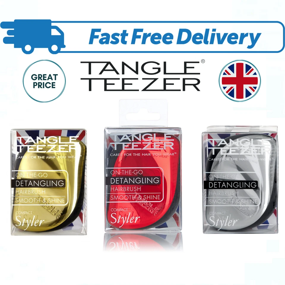 Tangle Teezer Compact Styler Detangling Hairbrush Gold Pink Silver Red Purple