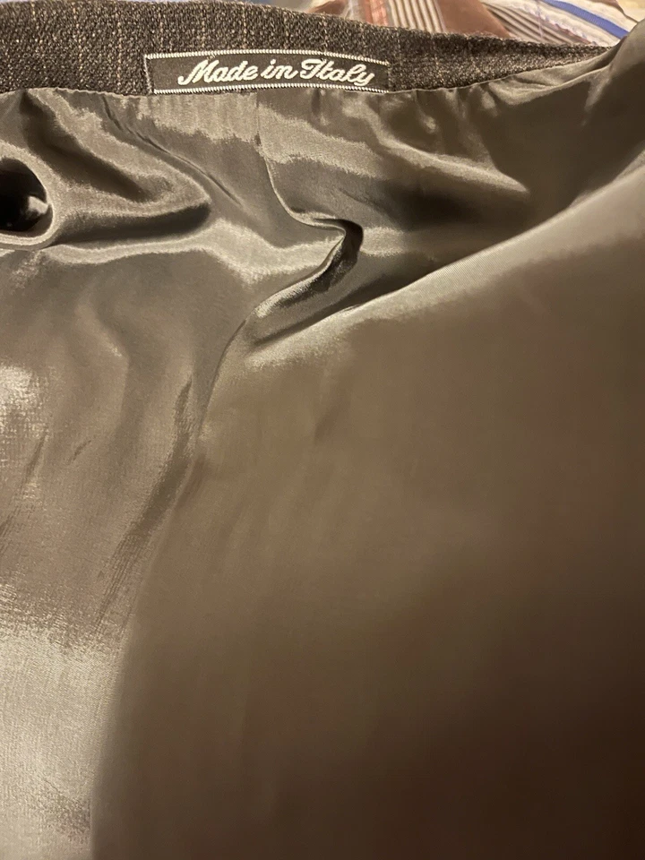 Chaqueta Blazer MANI By Giorgio Armani 100% Lana Virgen Gris Carbón Rayas 44R Foto 3 de 4