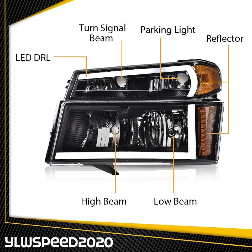 Faros LED DRL + luces de parachoques negras aptos para GMC Canyon/Chevy Colorado 04-12 Foto 3 de 4