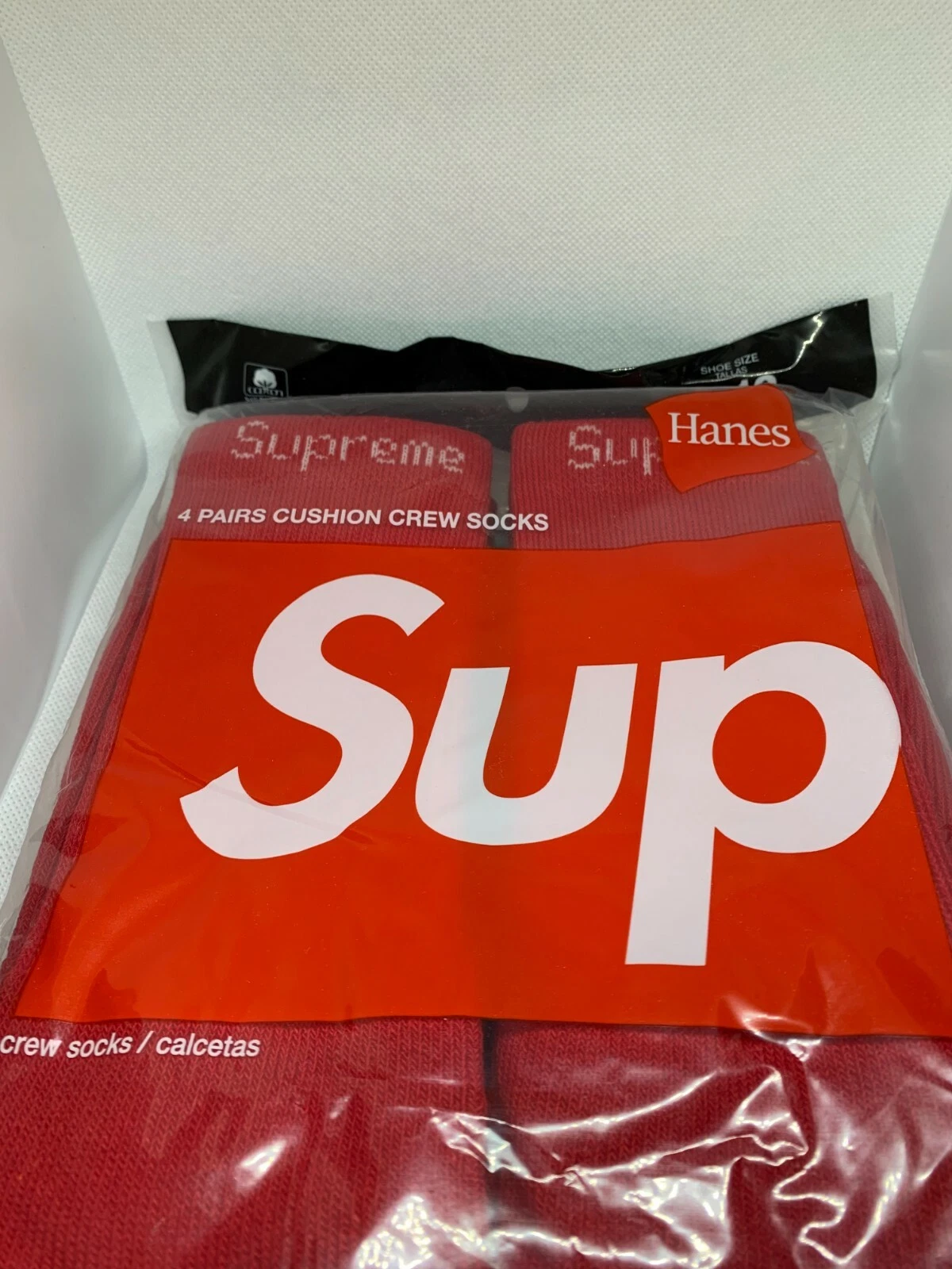 4x Supreme Hanes Red Crew Socks Brand New