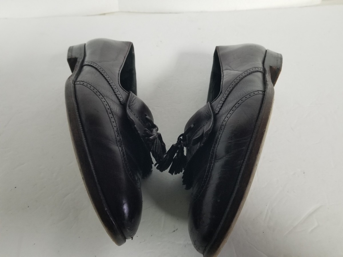 Bruno Magli Tassel Loafers Mens 7 M Black Leather Slip On Dress Shoes Italy Black Patent Leather Shoes Flats Tuxedo Smoking Shoes Size 7  main image 3