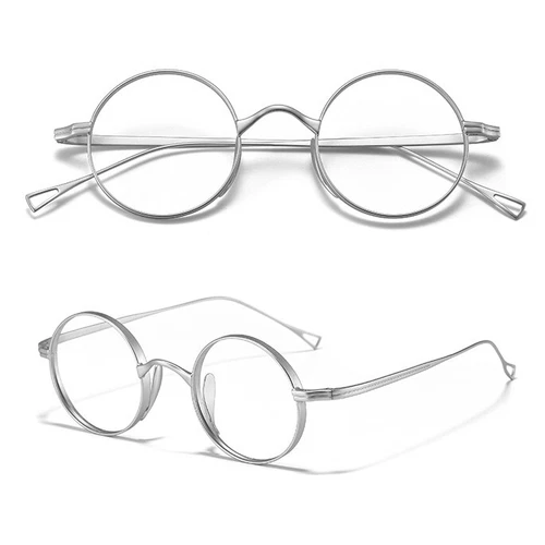 Retro Round Pure Titanium Glasses Women Full Rim Vintage Eyeglass Frames Men - Picture 17 of 22