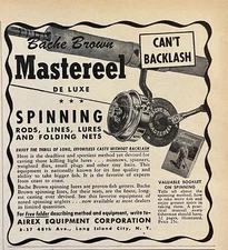 1946 Bache Brown Mastereel Deluxe Spinning Reel Print Ad Long Island City NY