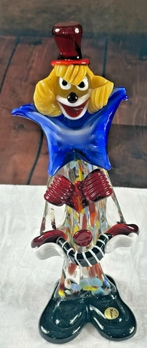 14” Vintage Murano Glass Clown with Accordian