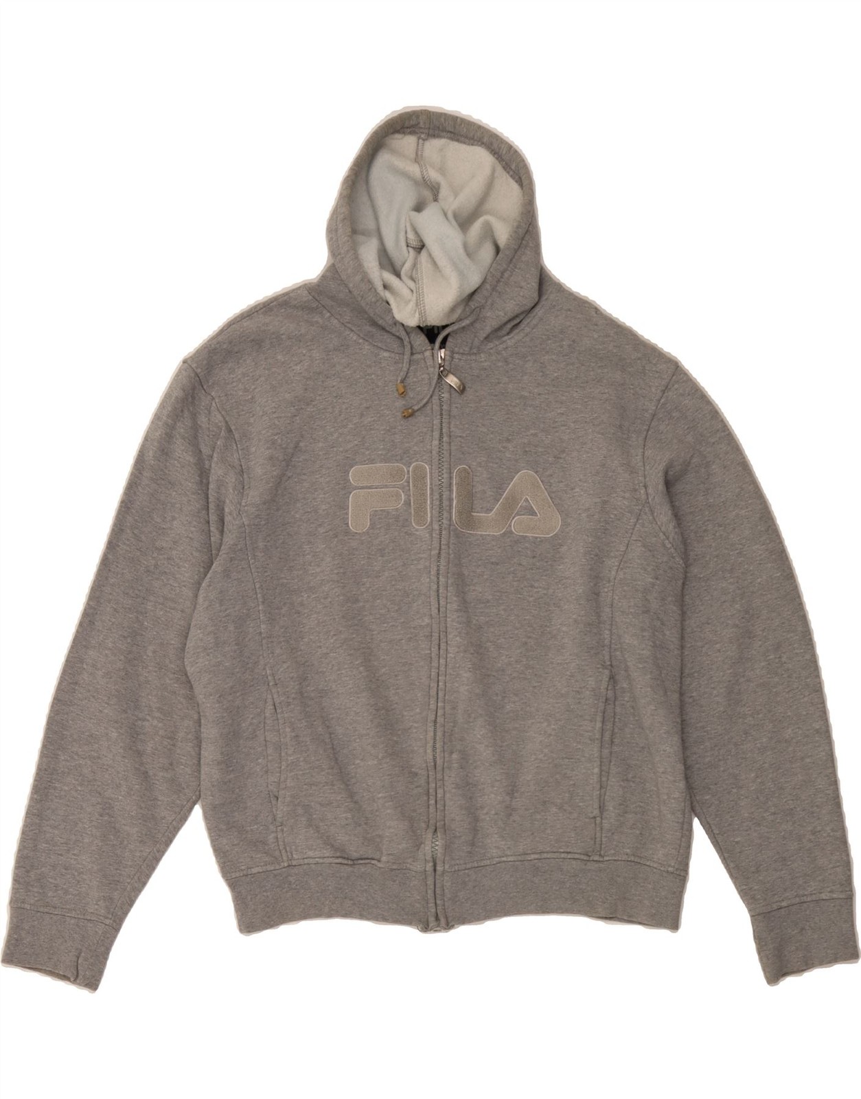 FILA Felpa donna grafica con cappuccio e zip UK 20 2XL grigio cotone BC08