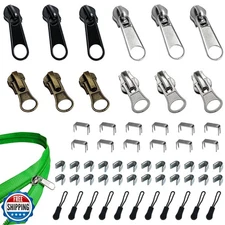 Vintrex 60 Pcs Zipper Repair Kit with Replacement Sliders, #5 Metal Zipper Pu