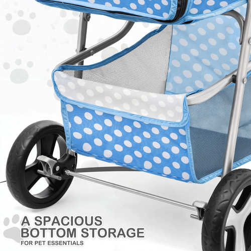 3 Wheels Foldable Pet Stroller Dog Stroller Portable Travel Carrier w/Cup Holder - Picture 9 of 13