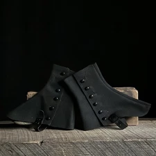 Antique Pair of Wool Felt Ladies 6 Button Spats, Sz 6,  Vintage Footwear, Lot 11