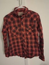 Wrangler Retro Shirt Mens Medium Red Plaid Pearl Snap Western Cowboy Rodeo