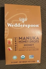 12x Case Wedderspoon Organic Manuka Honey Drops W/Echinacea 20ct Each Exp 4/26