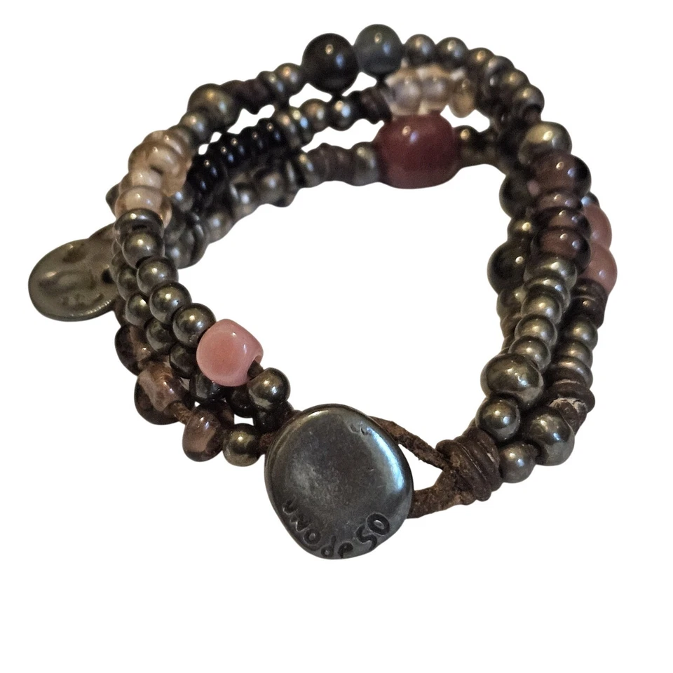 Uno de 50 Glass Beaded 7" Bracelet Silver Tone Charms Made in Spain - Image 2 of 3