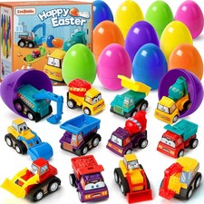 12 Plastic Easter Eggs Filled with Pull-Back Engineering Toys Gift for Easter Eg