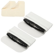 2 Pcs 6.7x3.1x1" Soft Leather Eyeglass Case with 2 Cleaning Clothes, White