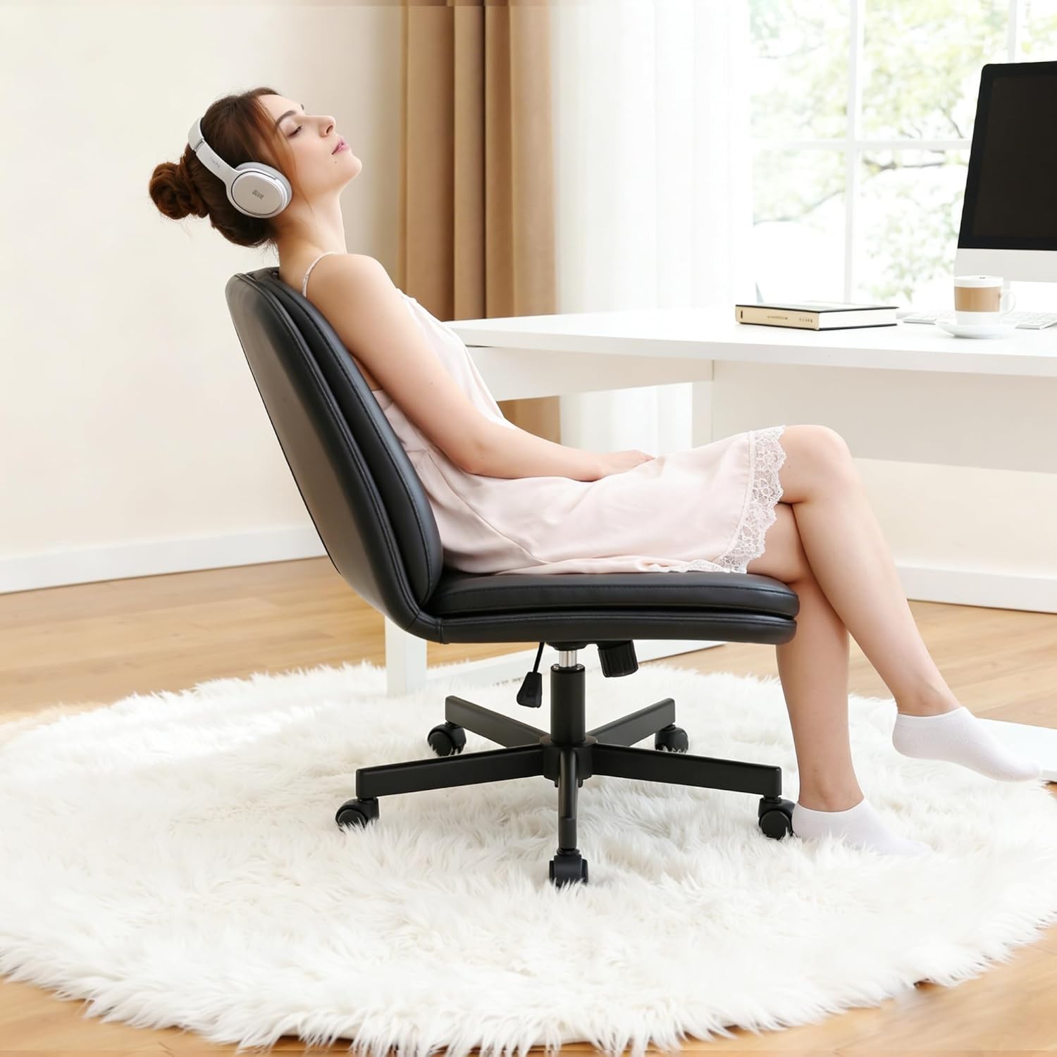 Armless Criss Cross Mesh Rolling Task Computer Desk Chair
