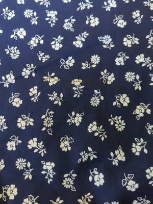 Cranston Print Works Navy Blue White Flowers Fabric 3 1/4 Yds. x 58'' Wide