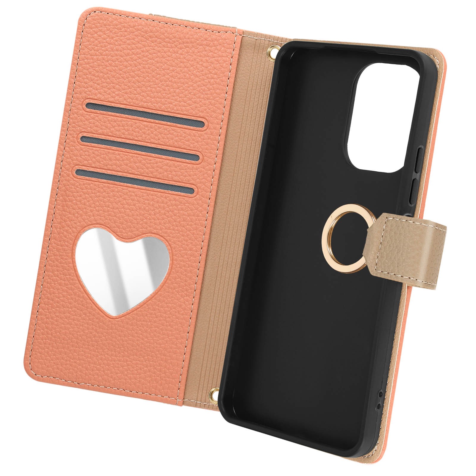 Redmi 13C housse portefeuille à bandoulière abricot pour vos sorties et voyages quotidiens