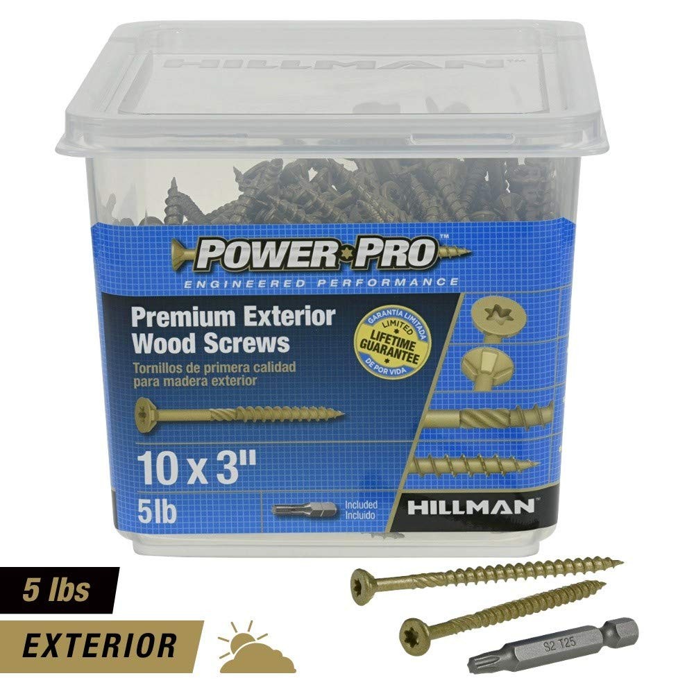 Hillman Power Pro Premium Bronze Exterior Wood Screws (#10 x 3") - 5lb Box 48613