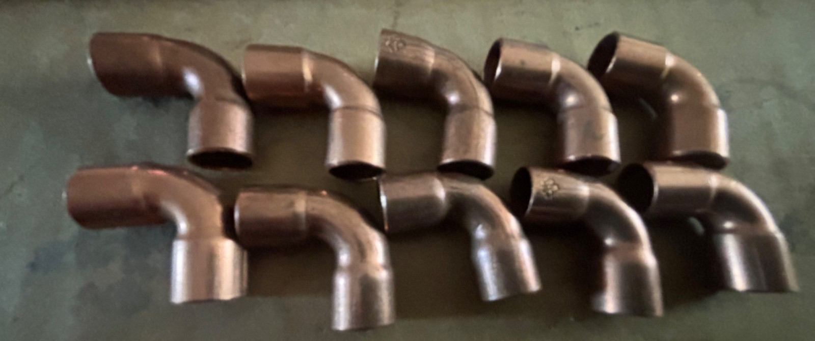 (Lot of 10) 1/4" Copper 90° Long Turn Radius Copper Elbow 3/8" OD CxC Sweat