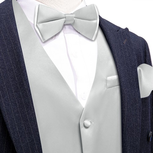 Men's Tuxedo Vest & Bowtie/Necktie Set, Classic Formal Waistcoat Paisley Floral - Picture 33 of 224