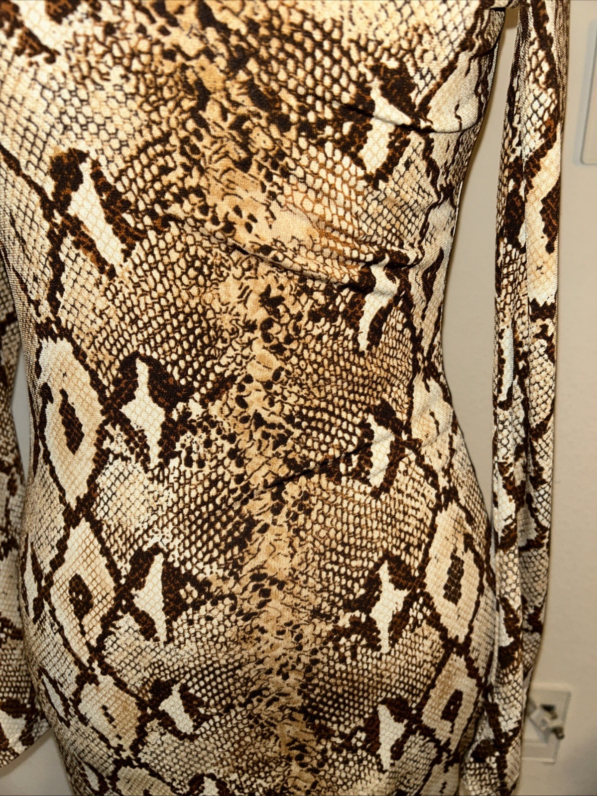 Shein Medium Snake Print Pattern Long Sleeve Mini… - image 3