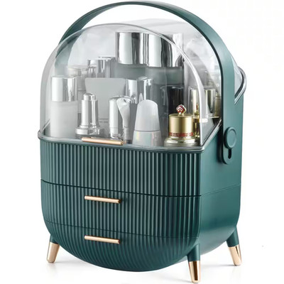 Makeup Storage Organizer Display Case with 2-Layer Storage Box and Transparent C