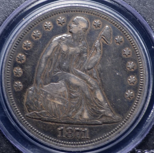 1871 SEATED LIBERTY "WITH MOTTO" DOLLAR PCGS CHOICE XF 40 WONDERFULLY ORIGINAL