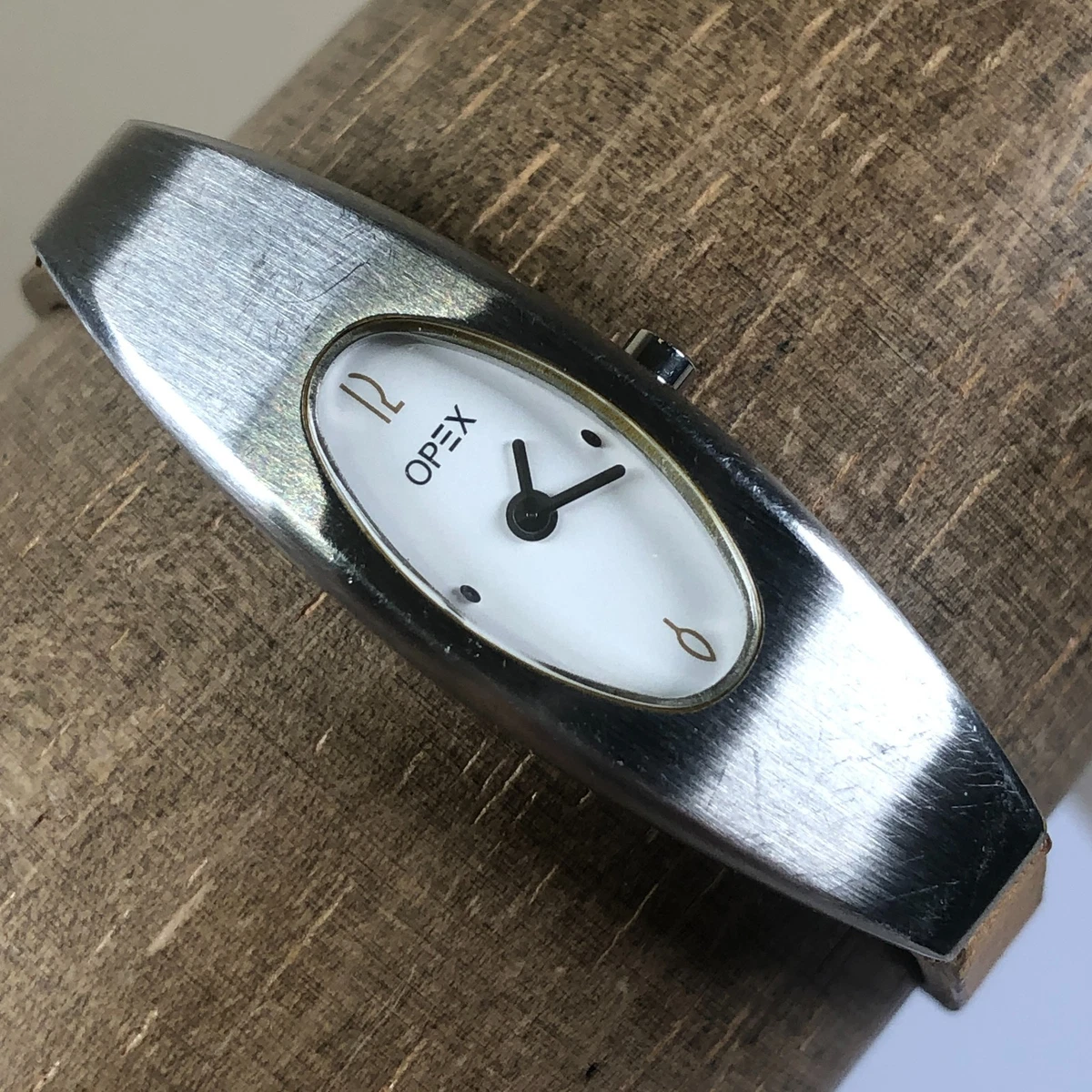 Opex Cybele Watch Silver Tone Brown Slim Leather Band WR 3ATM Stainless Steel Opex Silver Tone Orange Band Women main image 4