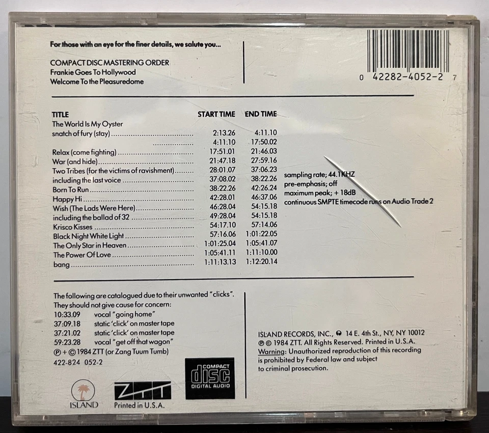 FRANKIE GOES TO HOLLYWOOD - Welcome Pleasuredome (Misprint) - Compact Disc CD Foto 2 de 3