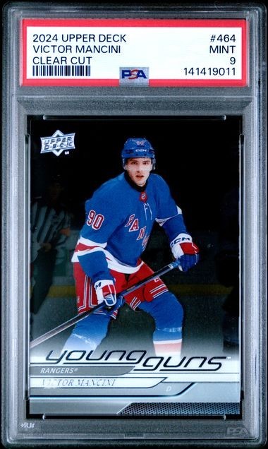 2024-25 Upper Deck Series 2 Young Guns CLEAR CUT #464 Victor Mancini NY PSA 9