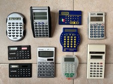 Stock collezione 10 calcolatrici tascabili vintage Sharp e altre marche