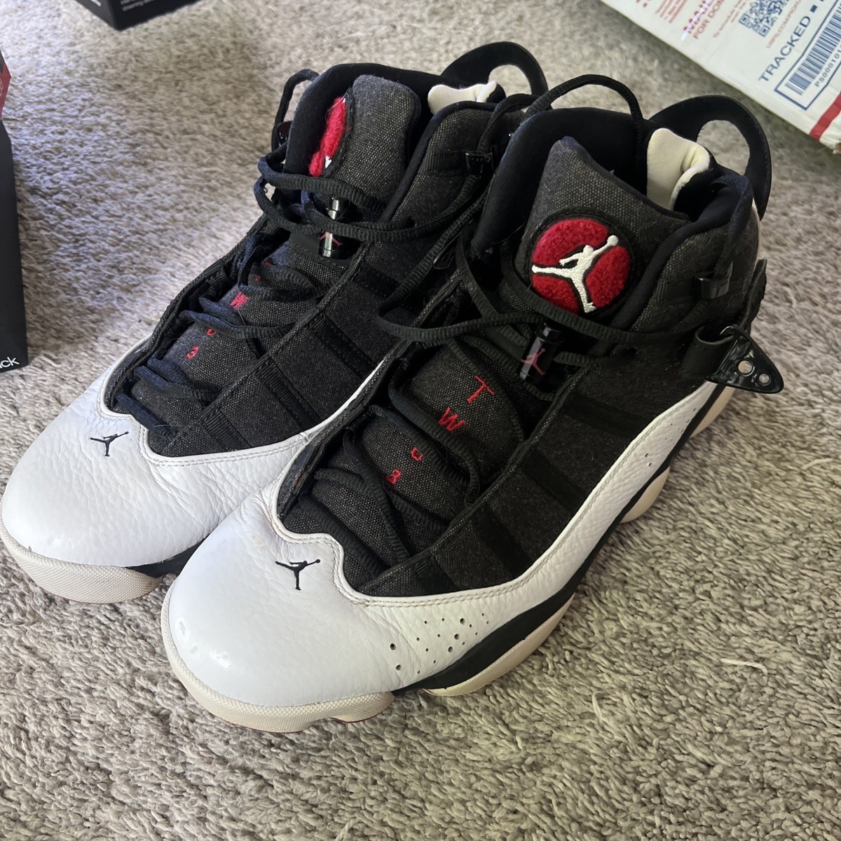 jordan 6 rings black gym red white