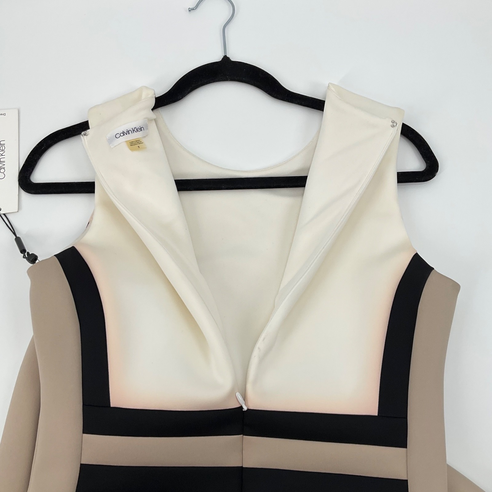 Calvin Klein Cream Colorblock Dress Sz 8 thumbnail 5