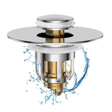 Universal 2 in 1 Bathroom Sink Stopper, Pop Up Bathroom Sink Drain Strainer with