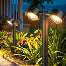 2X Brighter Solar Pathway Lights Outdoor Waterproof - Adjustable, Dual-Head Path