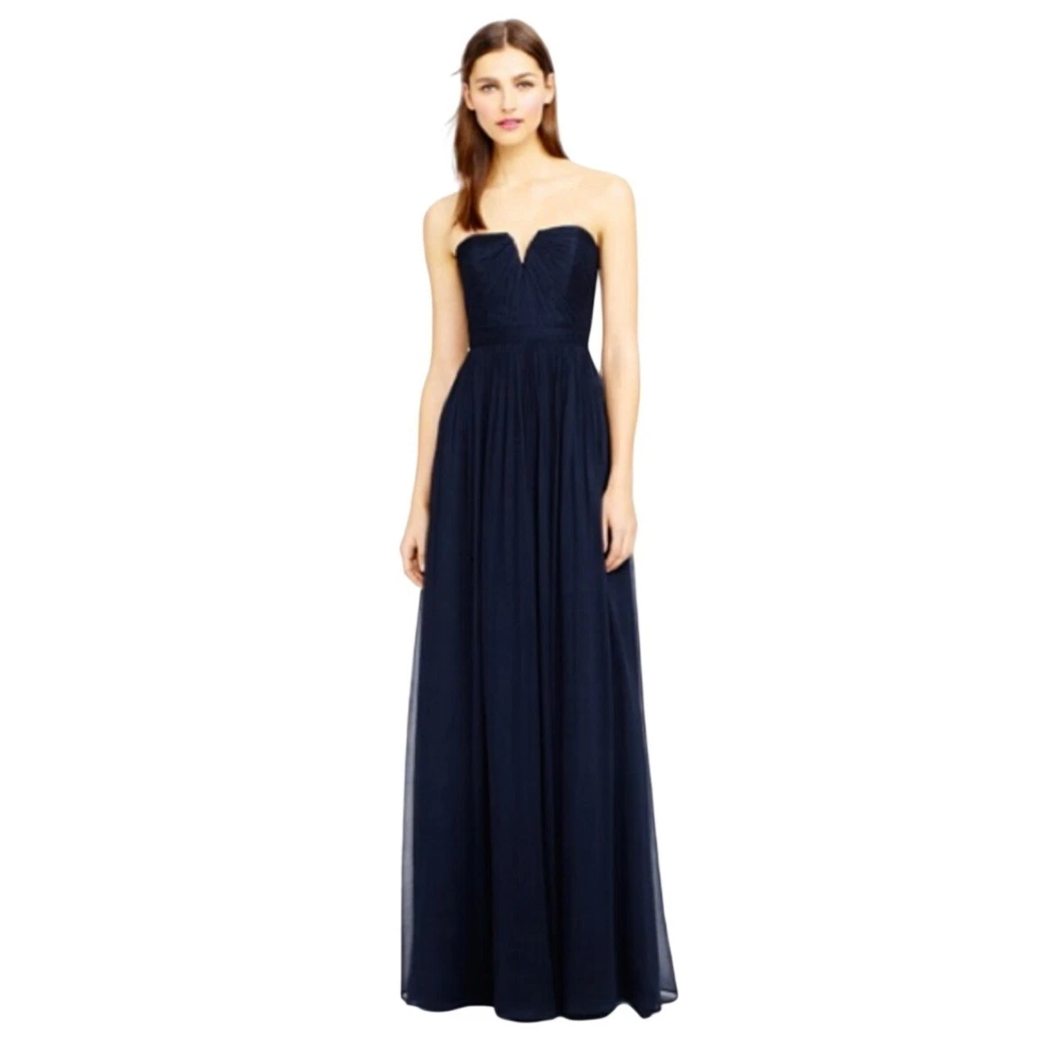 lace dress evening wear Long-Sleeve Ruched Jersey Formal Dress with Sheer Lace Navy / 12 main image 1