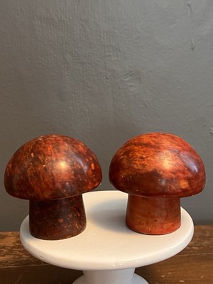Mushroom Salt Pepper Shaker Red Stone