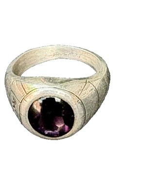 Men's 925 Sterling Silver and Amethyst FedEx Ring Size 9