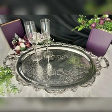 Towle Silver Plated Tray Footed Butlers Serving Tray Silver Handled Vintage *