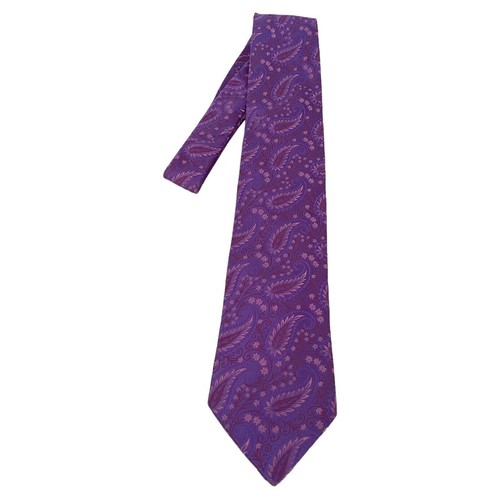 TED BAKER Purple Paisley Luxury Silk Tie Hand Tailored In USA W: 3.75" EX COND # - Picture 6 of 6