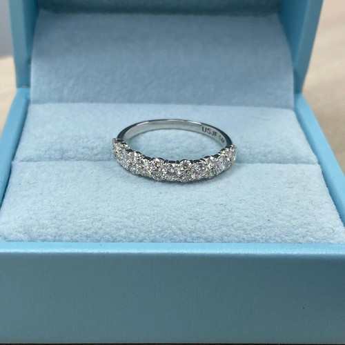 Bague de mariage empilable 14 carats diamant taille brillant ronde 0,50 ct diamant cultivé en laboratoire - Photo 5 sur 14