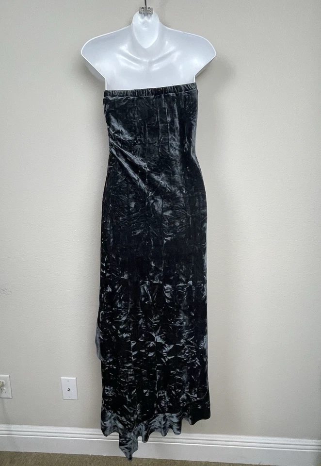 Vestido Silence + Noise Luna Terciopelo Verde Bosque Alto-Bajo Talla L Hada Cottagecore Foto 4 de 4