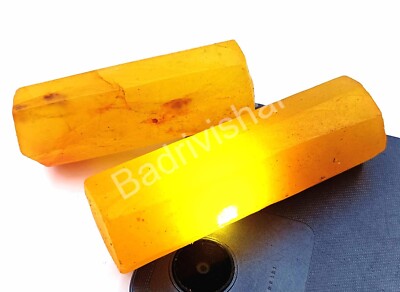 855 Ct Natural African yellow Sapphire Earth-Mined Pair Slice Raw Gemstone EUM
