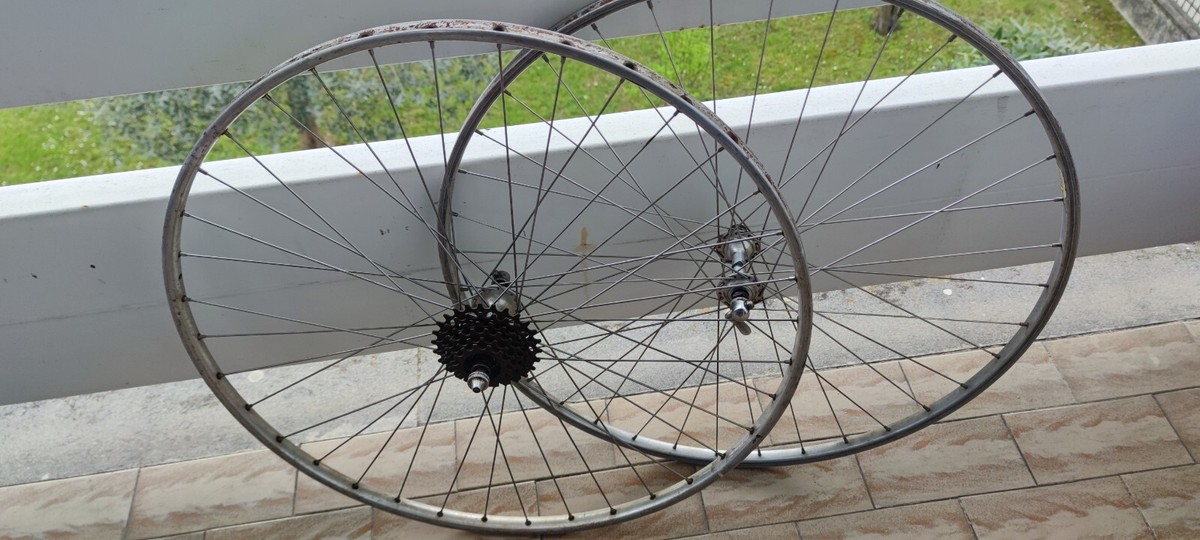 PAIR WHEELS TUBULARS RIMS GIPIEMME SPRINT HUBS SIX SPEEDS