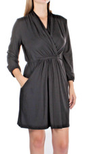 BAR III  ~ Black Jersey V-Neck Long Sleeve Blouson Shift Dress M NEW $79