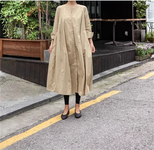 Lockeres Damen-Shirtkleid Übergröße Overknee japanisches lässiges langes Kleid - Bild 19 von 26