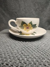 Vintage Santa Anita Ware Flowers Of Hawaii Yellow Hibiscus  Cup & 2 Saucers