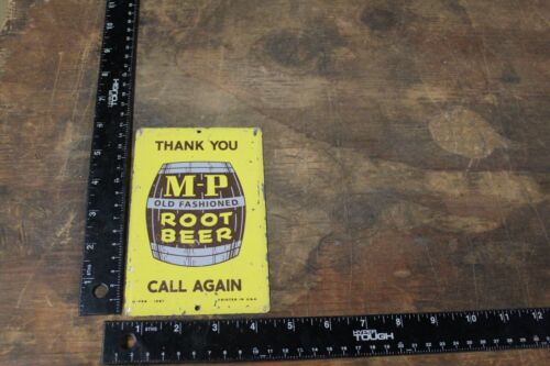 RARE 1950s CALL AGAIN M-P ROOT BEER STAMPED PAINTED METAL DOOR SIGN SODA POP 7UP - Picture 3 of 15