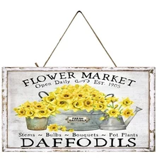 Flower Market Daffodils Printed Handmade Sign