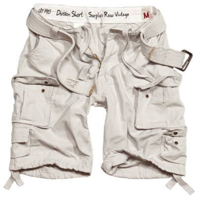 Surplus Raw Vintage Division Cargo Army Combat Mens Shorts Belt Cotton  White
